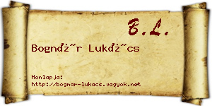 Bognár Lukács névjegykártya